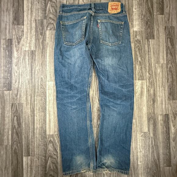 Levi’s 514 Slim Straight Jeans 28x28 Blue Denim Youth Boys Distressed Worn Fade - Picture 2 of 8